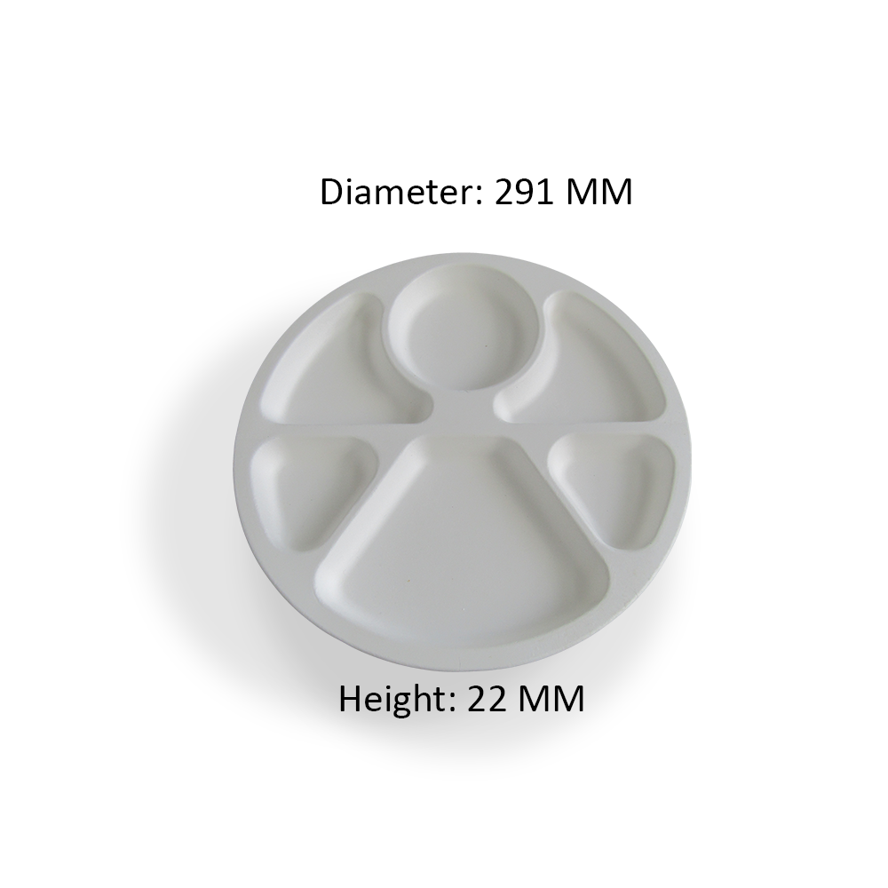 12" 6 COMPARTMENT ROUND TRAY
